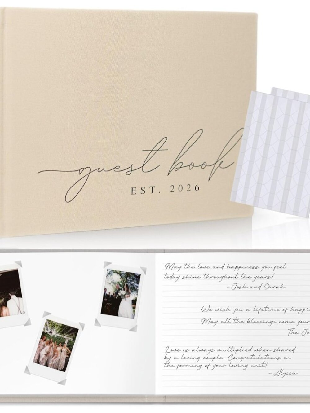 Wedding Guest Book Personalized 2026 Year 00 Pages Linen Photo Guestbook